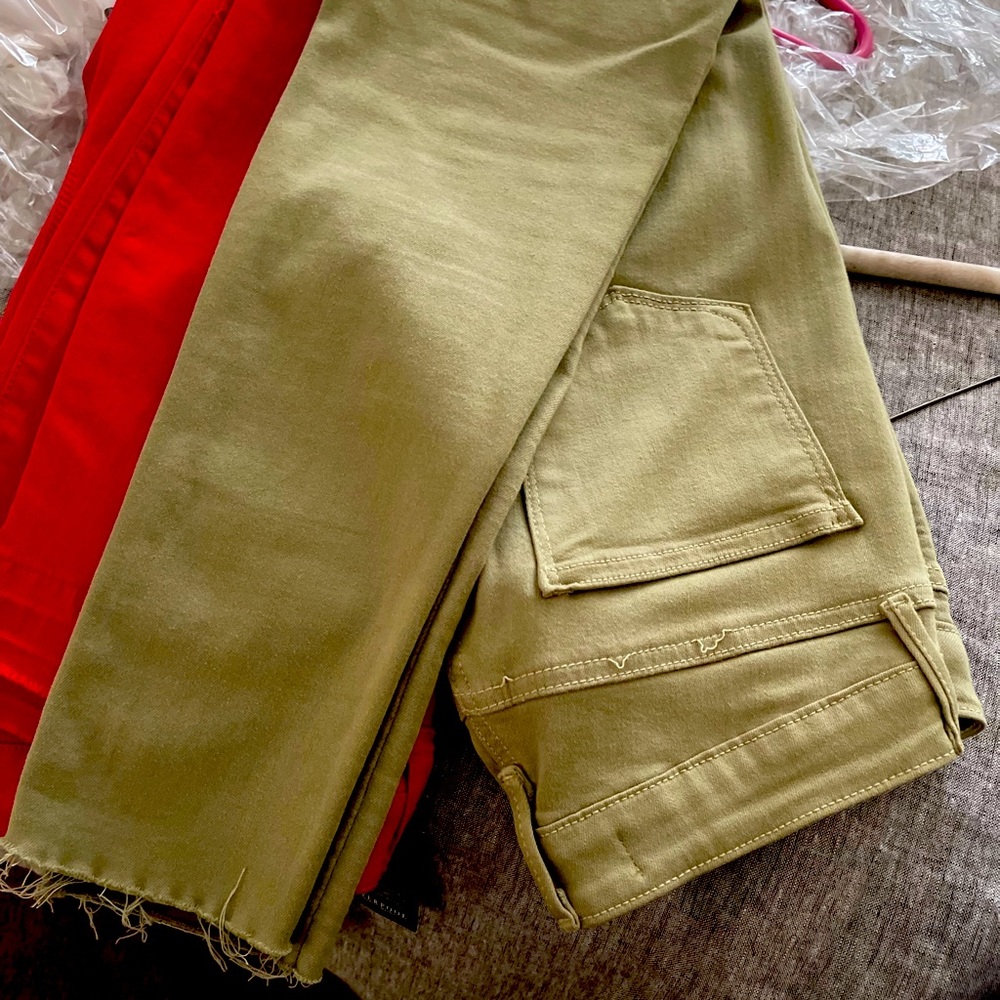“Just Black” Green Denim Jeans with frayed hem